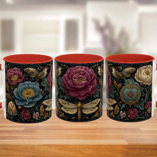 Floral Gothic Cottagecore Coffee Ceramic Mug