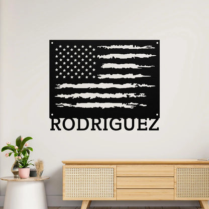 Personalized American Flag Metal Sign