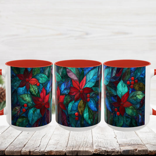 Christmas Poinsettia Floral Coffee Ceramic Mug