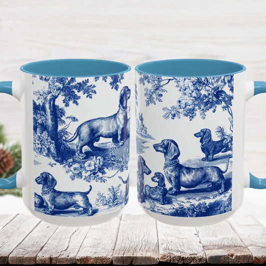 Dachshund Mug - French Toile de Jouy
