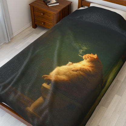 Funny Cat Smoking Blanket
