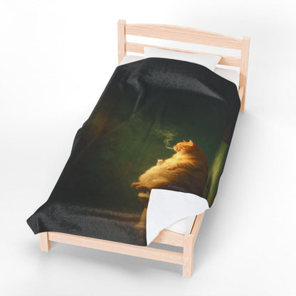 Funny Cat Smoking Blanket