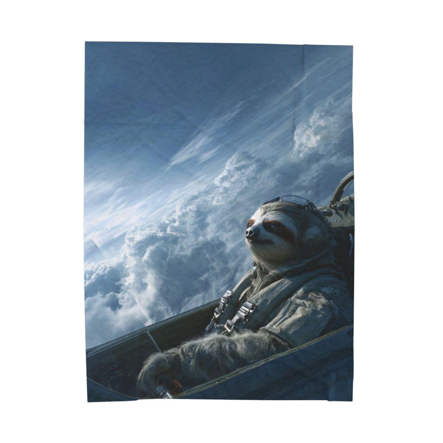 Funny Sloth on a Plane Blanket