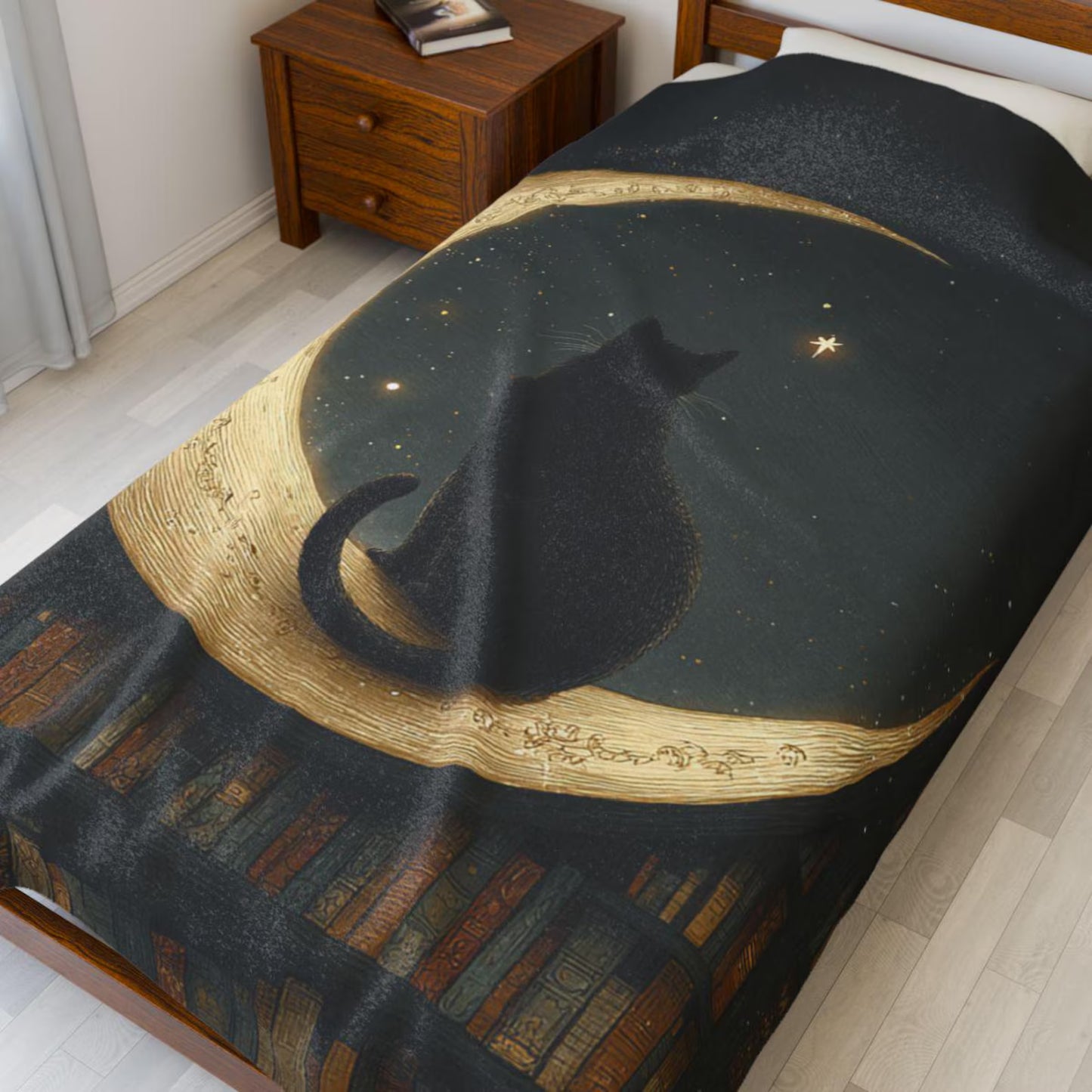 Black Cat Book Lover Blanket