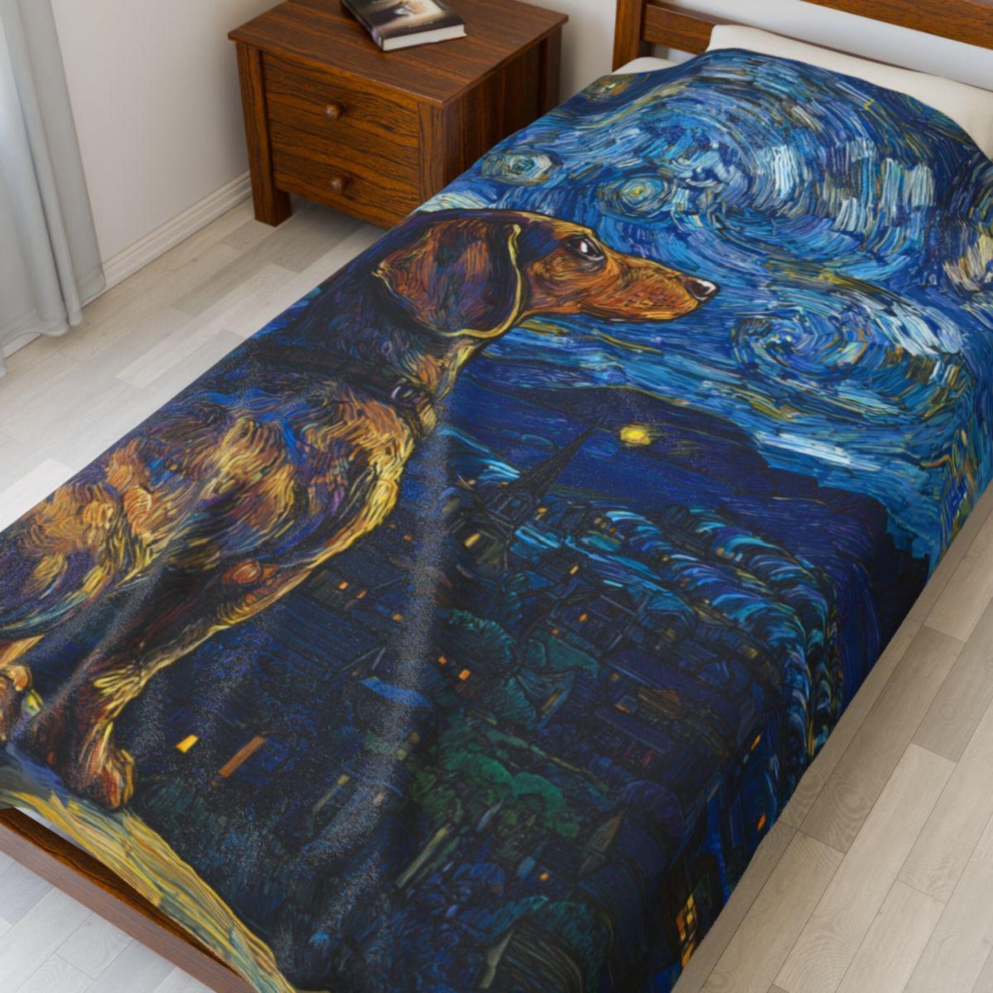 Dachshund Starry Night Blanket