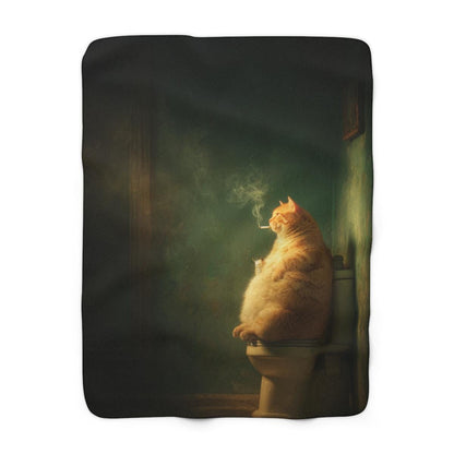 Funny Cat Smoking Blanket