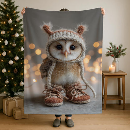 Funny Owl Lover Blanket with soft sherpa and velveteen plush featuring charming owl artwork, cozy and warm for home decor and gifting.