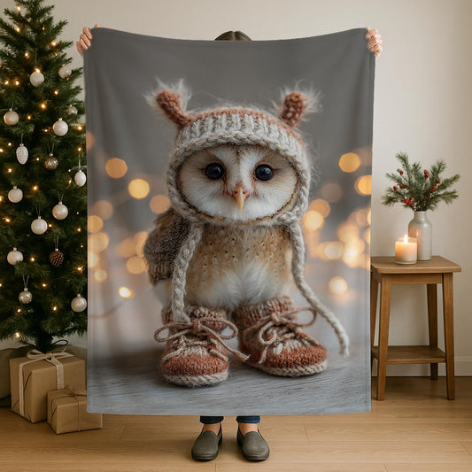 Funny Owl Lover Blanket with soft sherpa and velveteen plush featuring charming owl artwork, cozy and warm for home decor and gifting.