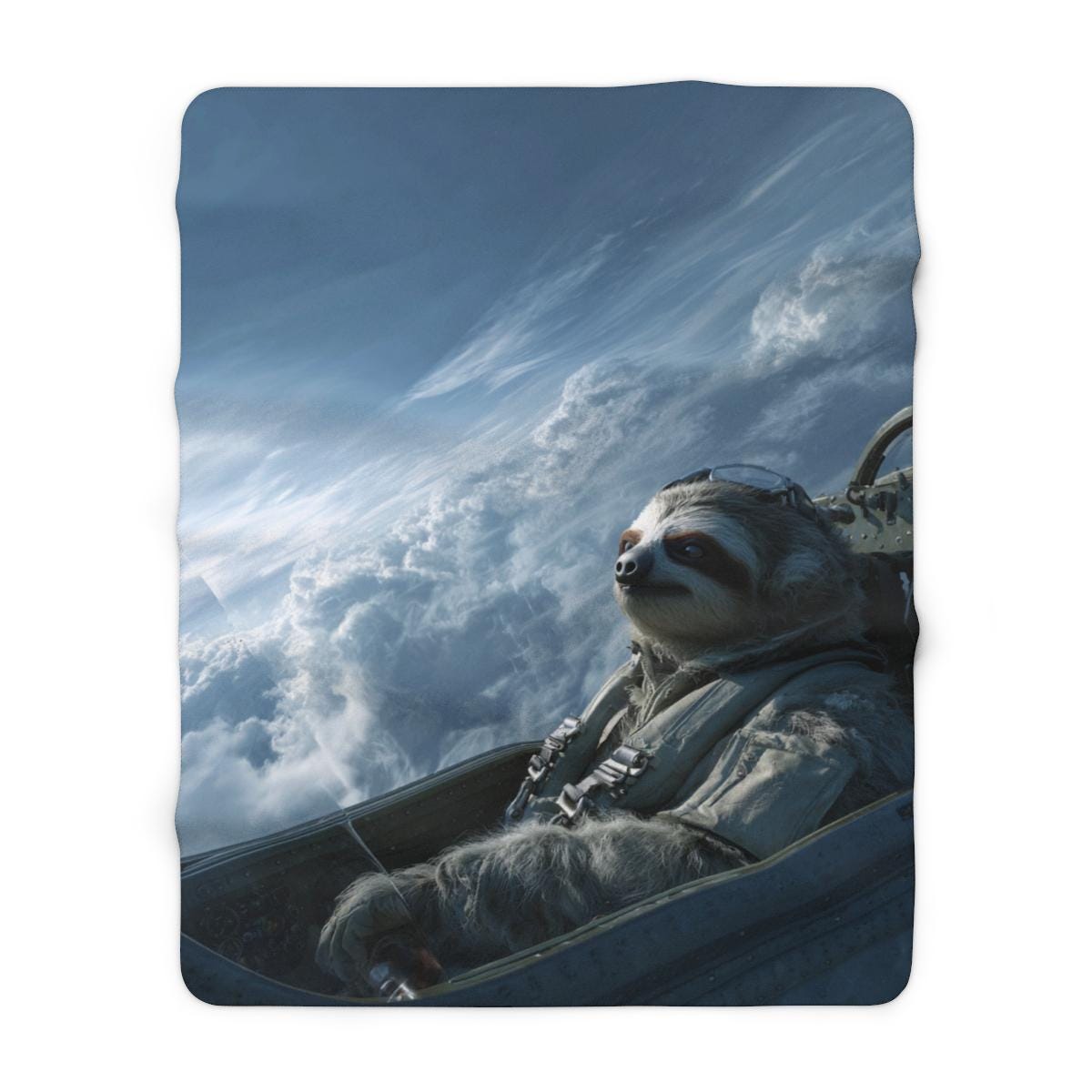 Funny Sloth on a Plane Blanket