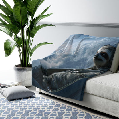 Funny Sloth on a Plane Blanket
